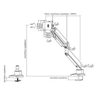 Neomounts Tischhalterung Für Curved Monitore, Klemme /Bolzen, 18 kg, 25,4 cm (10"), 124,5 cm (49"), 100 x 100 mm, Silber