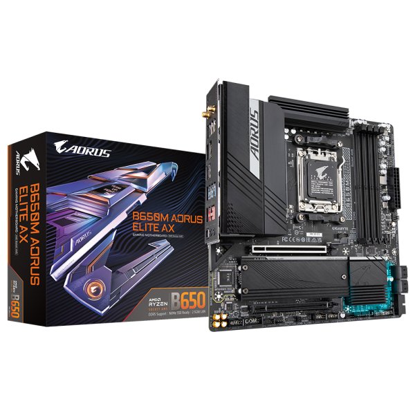 Gigabyte B650M AORUS ELITE AX, AMD, Sockel AM5, AMD Ryzen™ 3, AMD Ryzen™ 5, AMD Ryzen™ 7, AMD Ryzen 9 7th Gen, Sockel AM5, DDR5-SDRAM, 192 GB