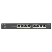 Netgear GS308PP, Unmanaged, Gigabit Ethernet (10/100/1000), Vollduplex, Power over Ethernet (PoE), Rack-Einbau, Wandmontage