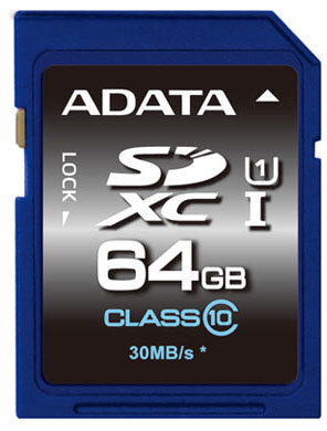 ADATA SDXC 64GB, 64 GB, SDXC, Klasse 10, UHS, Blau