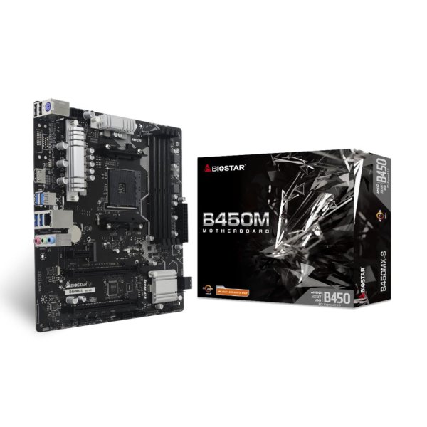 Biostar B450MX-S, AMD, Socket AM4, AMD Athlon, AMD Ryzen™ 3, 2nd Generation AMD Ryzen™ 3, 3rd Generation AMD Ryzen™ 3, AMD..., DDR4-SDRAM, 128 GB, DIMM