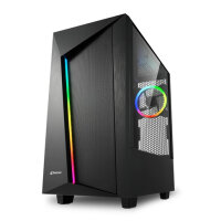 Sharkoon ELITE SHARK REV100, Midi Tower, PC, Schwarz, ATX, micro ATX, Mini-ITX, Aluminium, Gehärtetes Glas, Gaming