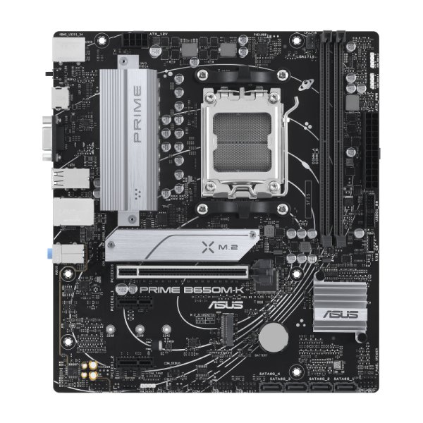 ASUS PRIME B650M-K, AMD, Buchse AM5, AMD Ryzen™ 5, AMD Ryzen™ 7, AMD Ryzen 9 7th Gen, Buchse AM5, DDR5-SDRAM, 96 GB