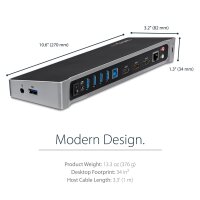 StarTech.com Drei Monitor USB 3.0 Docking Station mit 2x 4K DisplayPort & HDMI, 5x USB-A H