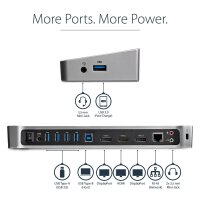 StarTech.com Drei Monitor USB 3.0 Docking Station mit 2x 4K DisplayPort & HDMI, 5x USB-A H