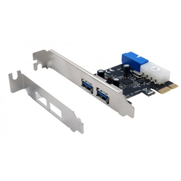 Exsys EX-11049, PCIe, USB 3.2 Gen 1 (3.1 Gen 1), Weiblich, Full-height / Low-profile, Internal 19 pin header male, Schwarz, Silber