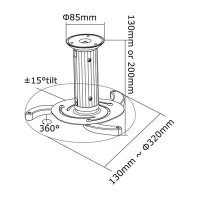 Neomounts Projektor Deckenhalterung, Zimmerdecke, 15 kg, Weiß, Manuell, 80 - 150 mm, 360°