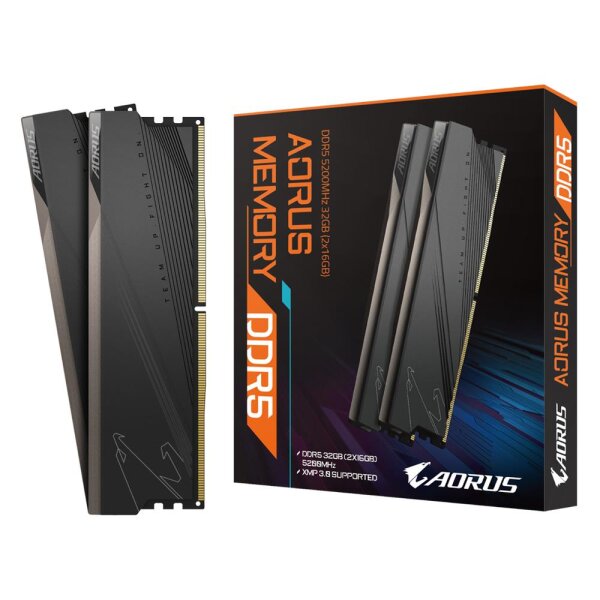 Gigabyte AORUS Memory DDR5 32GB (2x16GB) 5200MHz, 32 GB, 2 x 16 GB, DDR5, 5200 MHz, 288-pin DIMM