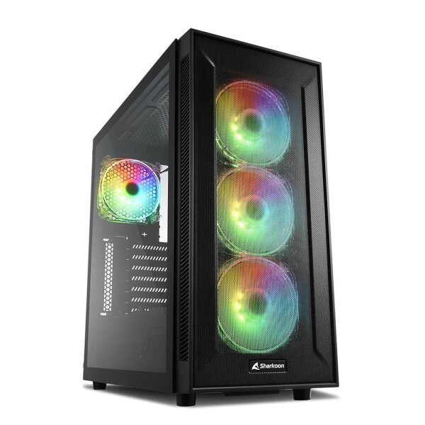 Sharkoon TG6M RGB, Tower, PC, Schwarz, ATX, micro ATX, Mini-ITX, Gaming, Multi