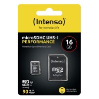 Intenso 3424470, 16 GB, MicroSD, Klasse 10, UHS-I, Class 1 (U1), Schockresistent, Temperaturbeständig, Wasserdicht, Röntgensicher