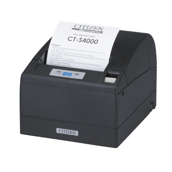 Citizen CT-S4000, Thermodruck, POS-Drucker, 203 x 203 DPI, 150 mm/sek, 1,25 x 3 mm, PC437, PC850, PC858, PC860, PC863, PC865