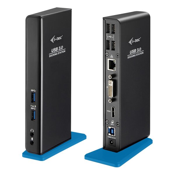 i-tec USB 3.0 Dual Docking Station HDMI DVI, Andocken, 3,5 mm, USB Typ-A, USB Typ-B, 10,100,1000 Mbit/s, Schwarz, 2048 x 1152 Pixel