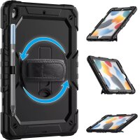 DEQSTER 360 Grad Rugged Case - für Apple iPad 10.2" (7./ 8./ 9. Gen.) - mit Handschlaufe - Schutzhülle - robust - mit Stifthalter, extrem stabil