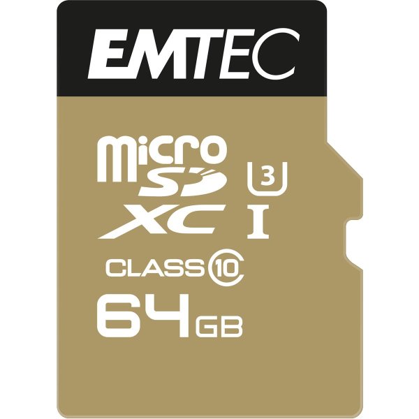 EMTEC ECMSDM64GXC10SP, 64 GB, MicroSDXC, Klasse 10, 95 MB/s, 90 MB/s, Schwarz, Braun