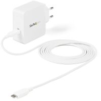 StarTech.com USB-C Ladegerät - USB-C Laptop Ladegerät 60W PD - 2m Kabel - Universeller kompakter Typ-C Stromadapter - Dell XPS/Lenovo X1 Carbon/HP EliteBook/MacBook - USB IF/CE zertifiziert, Drinnen, AC, 20 V, Weiß