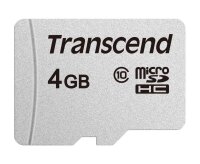 Transcend microSDHC 300S 4GB, 4 GB, MicroSDHC, Klasse 10, NAND, 20 MB/s, 10 MB/s