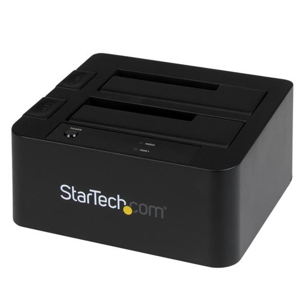 StarTech.com 2-fach USB 3.0 / eSATA Festplatten Dockingstation mit UASP für 2,5/3,5" SSD / HDD, HDD, SSD, Serial ATA III, 2.5,3.5", 8 TB, USB 3.2 Gen 1 (3.1 Gen 1) Type-B, 6 Gbit/s