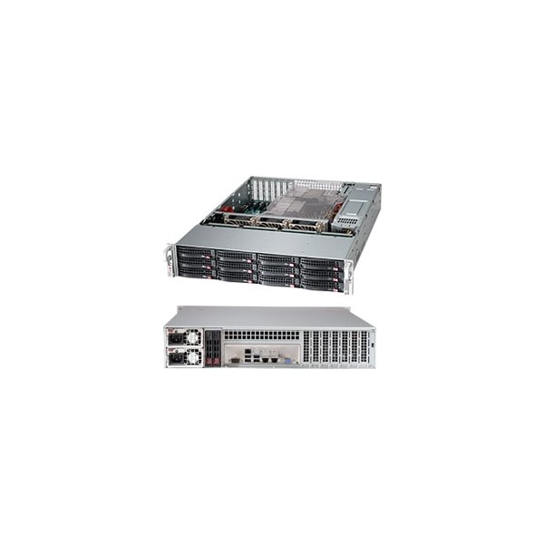 Supermicro SuperChassis 826BAC4-R1K23LPB, Rack, Server, Schwarz, ATX, EATX, 2U, 1200 W