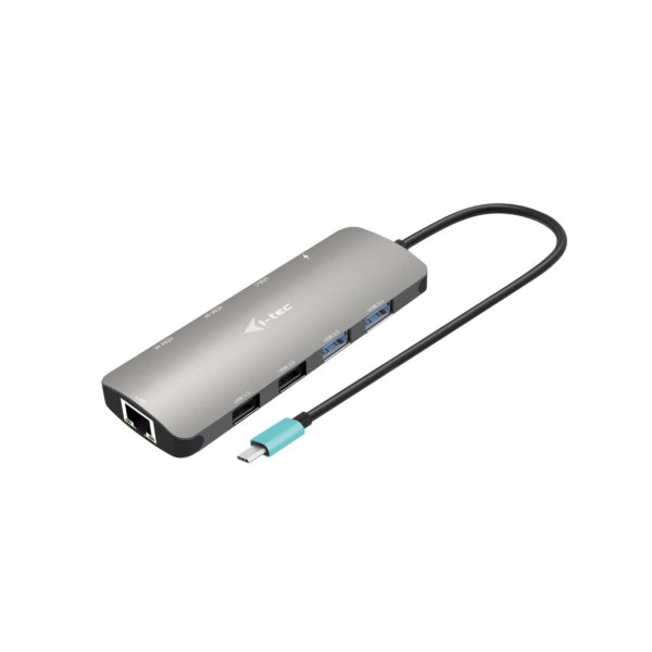 i-tec USB-C Metal Nano 2x Display Docking Station + Power Delivery 100 W, Kabelgebunden, USB 3.2 Gen 1 (3.1 Gen 1) Type-C, 100 W, 10,100,1000 Mbit/s, Silber, 5 Gbit/s