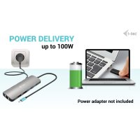 i-tec USB-C Metal Nano 2x Display Docking Station + Power Delivery 100 W, Kabelgebunden, USB 3.2 Gen 1 (3.1 Gen 1) Type-C, 100 W, 10,100,1000 Mbit/s, Silber, 5 Gbit/s