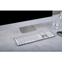 Cherry KW 9100 SLIM FOR MAC, Verkabelt & Kabellos, USB + Bluetooth, QWERTZ, Silber