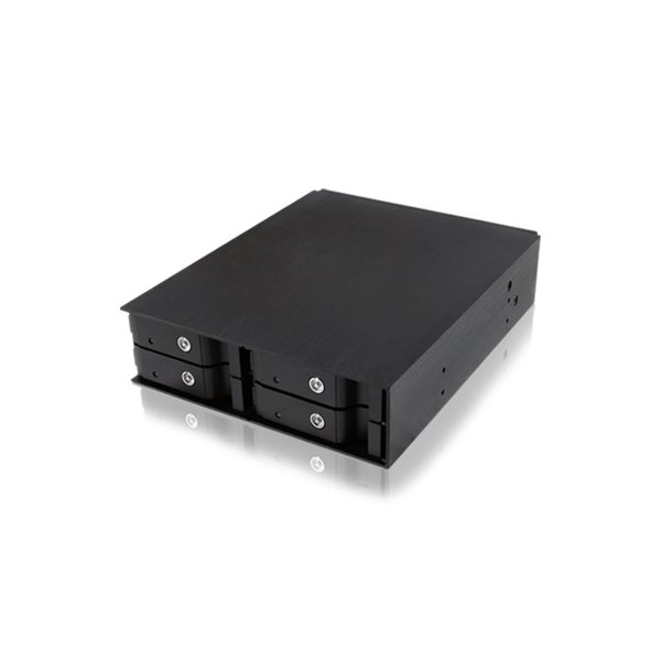 ICY BOX IB-2240SSK, 13,3 cm (5.25"), Speicherlaufwerkbehälter, 2.5", SATA, SATA II, SATA III, Serial Attached SCSI (SAS), Schwarz, Aluminium