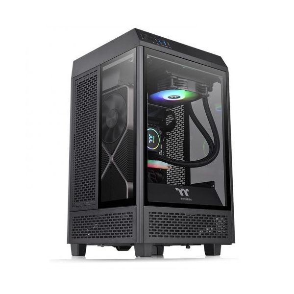 Thermaltake The Tower 100, Mini Tower, PC, Schwarz, Mini-ITX, SPCC, Gehärtetes Glas, Gaming