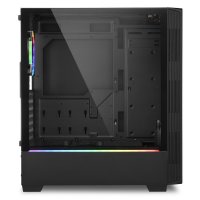 Sharkoon RGB LIT 100, Midi Tower, PC, Schwarz, ATX, micro ATX, Mini-ITX, Blau, Grün, Rot, Taschenlüfter, Vorderseite