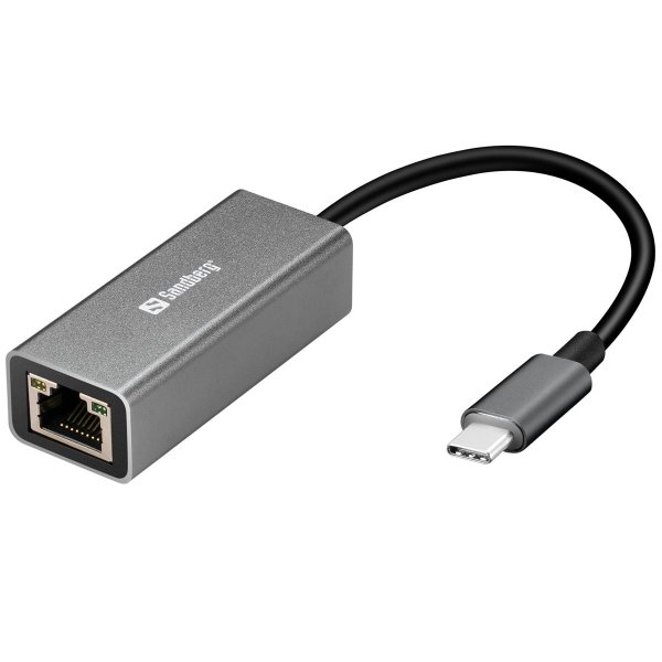 SANDBERG USB-C Gigabit Network Adapter, Kabelgebunden, USB Typ-C, USB, 5000 Mbit/s, Aluminium, Weiß