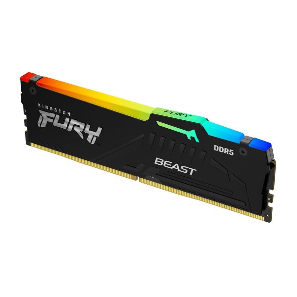 Kingston FURY Beast 8GB 6000MT/s DDR5 CL30 DIMM RGB XMP, 8 GB, 1 x 8 GB, DDR5, 288-pin DIMM, Schwarz