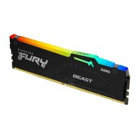 Kingston FURY Beast 8GB 6000MT/s DDR5 CL30 DIMM RGB XMP, 8 GB, 1 x 8 GB, DDR5, 288-pin DIMM, Schwarz