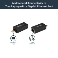 StarTech.com USB-C auf Gigabit Netzwerk Adapter - USB 3.0/USB 3.1 Typ-C 1Gbit/s NIC/Netzwerkadapter - USB-C/TB3 auf 1GbE RJ45/LAN - Windows, MacOS, Chromebook kompatibel - Schwarz, Kabelgebunden, USB Typ-C, Ethernet, 5000 Mbit/s, Schwarz