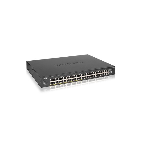 Netgear GS348PP Unmanaged Gigabit Ethernet (10/100/1000) Power over Ethernet (PoE) Schwarz, Unmanaged, Gigabit Ethernet (10/100/1000), Vollduplex, Power over Ethernet (PoE), Rack-Einbau