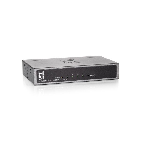 LevelOne 5-Port-Fast Ethernet-Switch, 1 Port SC Multi-Mode Fiber, 2km, Fast Ethernet (10/100), Vollduplex