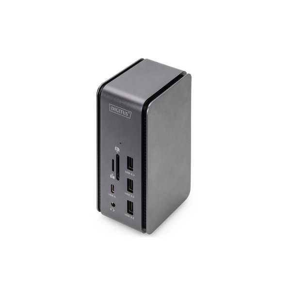 DIGITUS USB4 Dockingstation 8K, USB Type-C™, Kabelgebunden, USB 3.2 Gen 1 (3.1 Gen 1) Type-C, 100 W, Schwarz, Grau, MMC, MicroSD (TransFlash), MicroSDHC, 7680 x 4320 Pixel