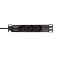 LogiLink PDU3B01, 1U, Polypropylen (PP), Schwarz, 3...