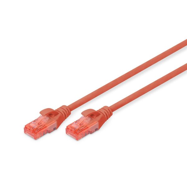 DIGITUS DK-1612-010/R - CAT 6, U-UTP Patchkabel, PVC AWG 26/7, Länge 1 m, Farbe Rot