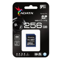 ADATA ASDX256GUI3V30S-R, 256 GB, SDXC, Klasse 10, UHS-I, 100 MB/s, 60 MB/s