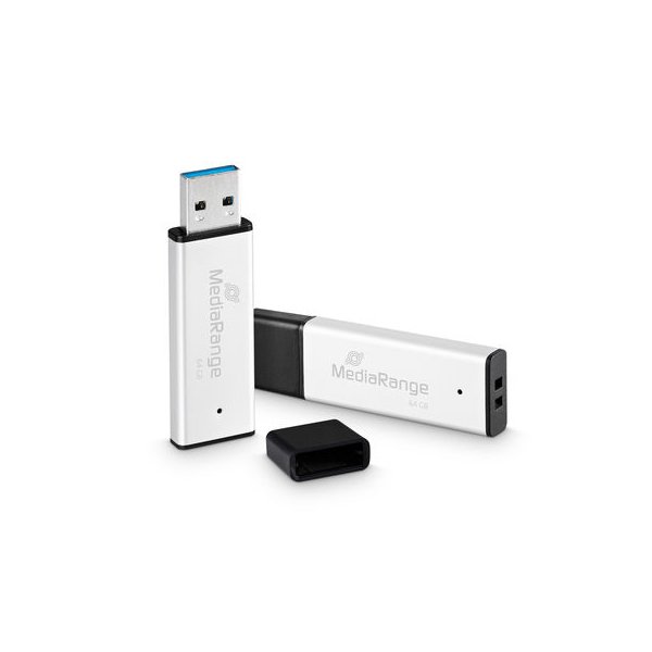 MEDIARANGE MR1901, 64 GB, USB Typ-A, 3.2 Gen 1 (3.1 Gen 1), 200 MB/s, Kappe, Schwarz, Silber