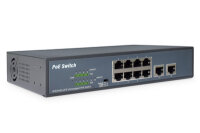 DIGITUS 8-Port Fast Ethernet PoE Netzwerkswitch, Desktop, unmanaged, 2 Uplink Ports RJ45,120 W, af/at