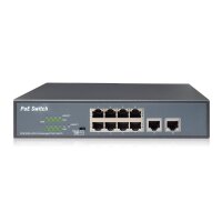 DIGITUS 8-Port Fast Ethernet PoE Netzwerkswitch, Desktop, unmanaged, 2 Uplink Ports RJ45,120 W, af/at