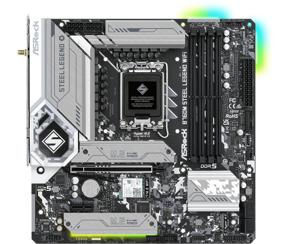 ASRock B760M Steel Legend WiFi, Intel, LGA 1700, Intel® Core™ i5, Intel® Core™ i7, Intel® Core™ i9, DDR5-SDRAM, 128 GB, DIMM