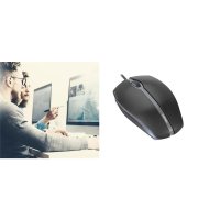 Cherry GENTIX CORDED ILLUMINATED Maus, Schwarz, USB, Beidhändig, Optisch, USB Typ-A, 1000 DPI, Schwarz