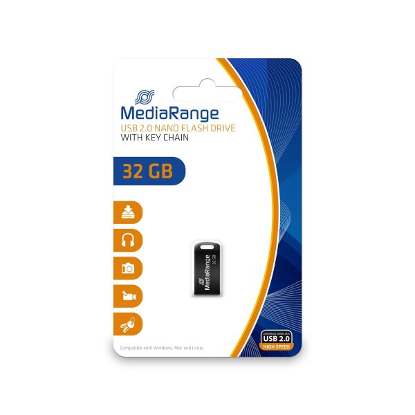 MEDIARANGE MR922, 32 GB, USB Type-A / Micro-USB, 2.0, 15 MB/s, Ohne Deckel, Schwarz