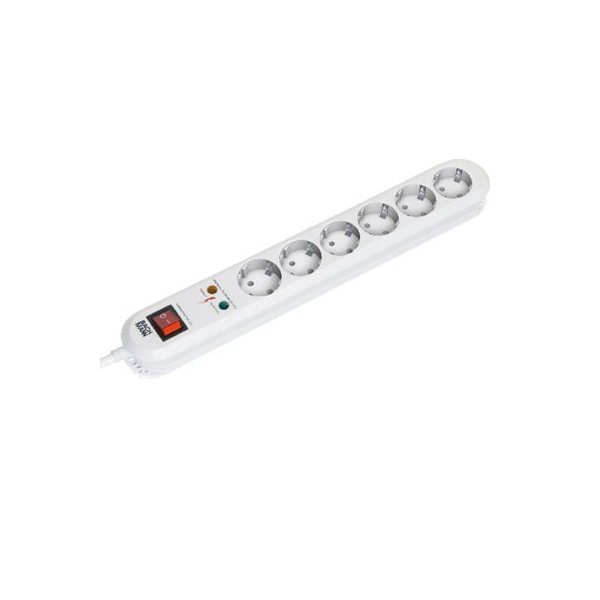 Bachmann Surge protector, 1.5m, 6 AC-Ausgänge, 250 V, 3600 W, Weiß, 1,5 m, 520 g