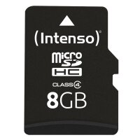 Intenso microSD Karte Class 4, 8 GB, SDHC, Klasse 4, 20 MB/s, 5 MB/s, Schockresistent, Temperaturbeständig, Röntgensicher