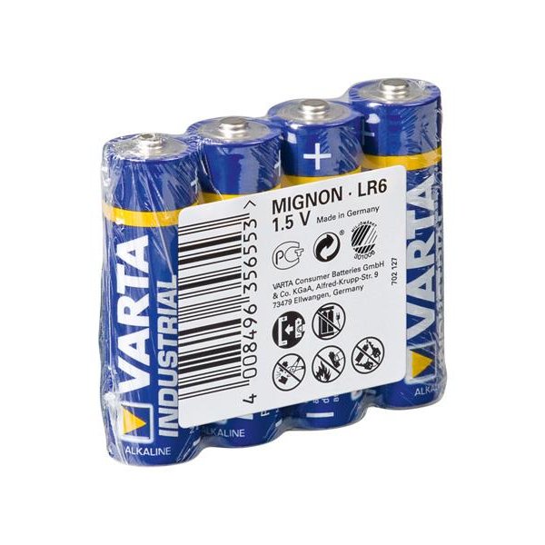 Varta LR6 4-SP Industrial, Einwegbatterie, AA, Alkali, 1,5 V, 4 Stück(e), Blau