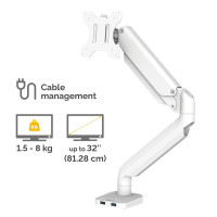 Fellowes Platinum Series 8056201, Klemme/Durchführung, 8 kg, 81,3 cm (32"), 100 x 100 mm, Höhenverstellung, Weiß