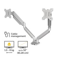 Fellowes Platinum Series 8056501, Klemme/Durchführung, 8 kg, 81,3 cm (32"), 100 x 100 mm, Höhenverstellung, Silber