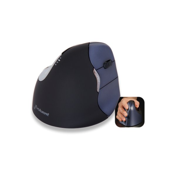 Evoluent VerticalMouse 4, rechts, Optisch, RF Wireless, Schwarz, Grau